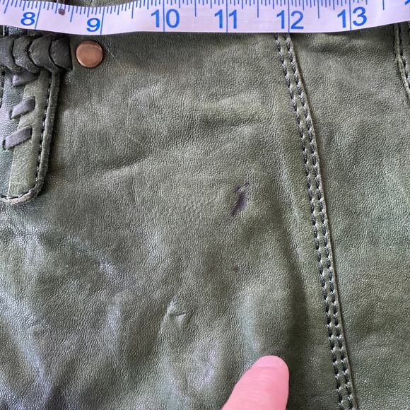 Lucky Brand Olive Green Soft Italian Leather Laced Hobo Tote Book Shoulder Bag - Picture 12 of 12